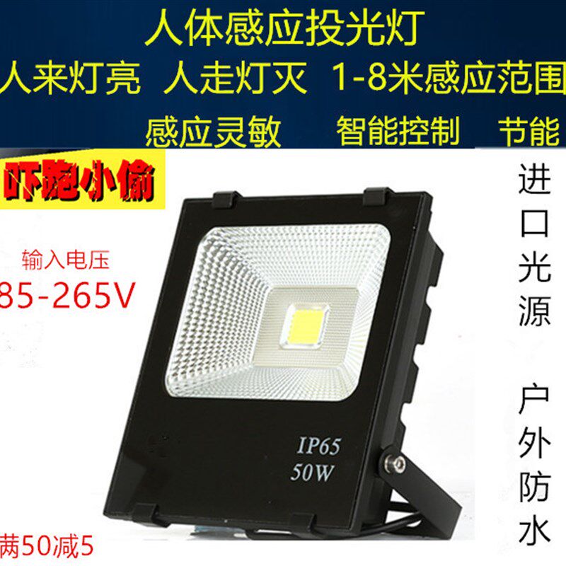 LED红外线人体感应投光灯泛光投灯过道灯10W20WW30W50W防水户外