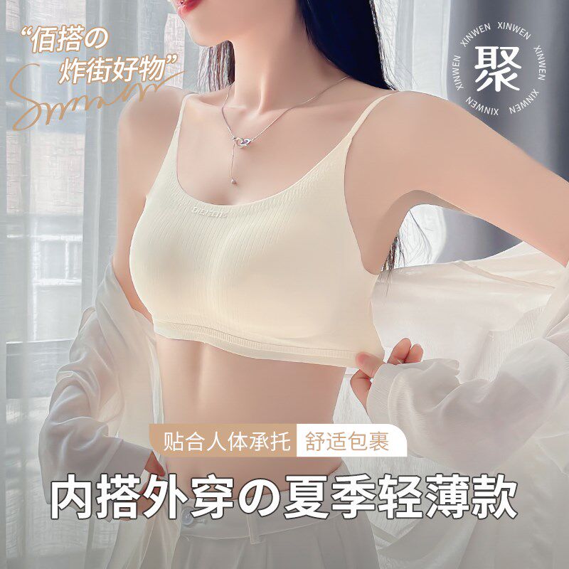 美背内衣2024新款爆款小胸聚拢防下垂无痕抹胸露背心一体文胸罩夏