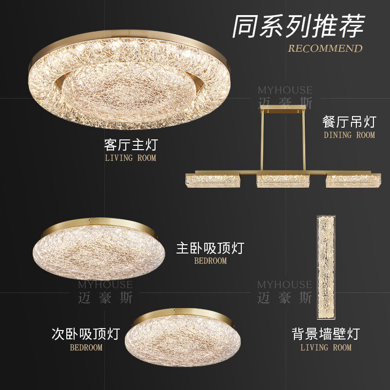客厅吸顶灯树脂轻奢高级感全铜灯具现代简约led高端主卧室房间灯