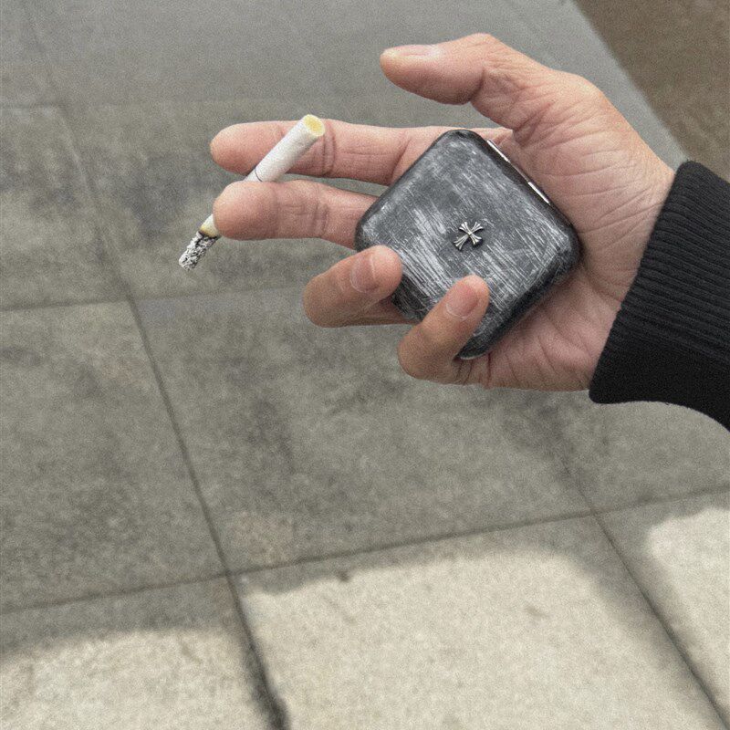 克罗复古做旧不锈钢烟灰缸创意迷你口袋家用便捷个性金属高级感