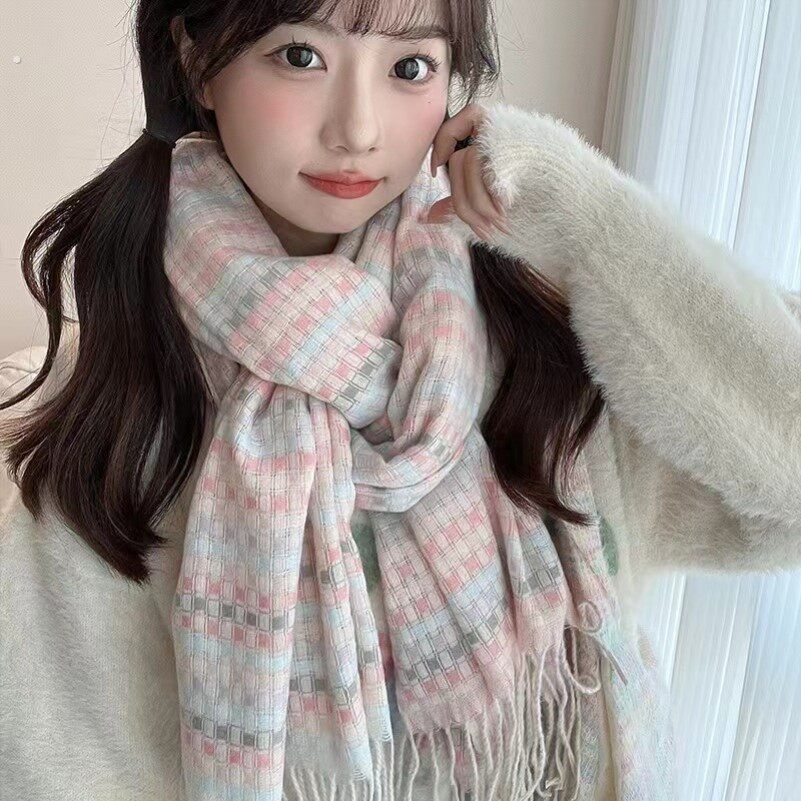 围巾女初中生层次气质一体感高级感韩版百搭百搭情侣送手工圣诞节