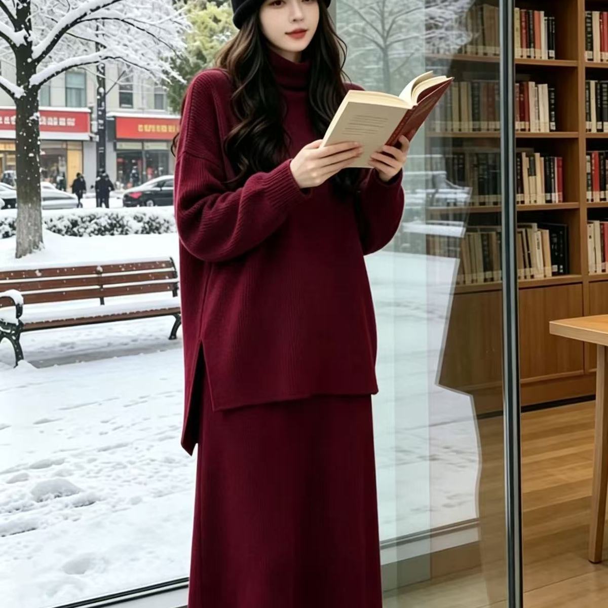 慵懒风女士针织套装2026秋冬毛衣