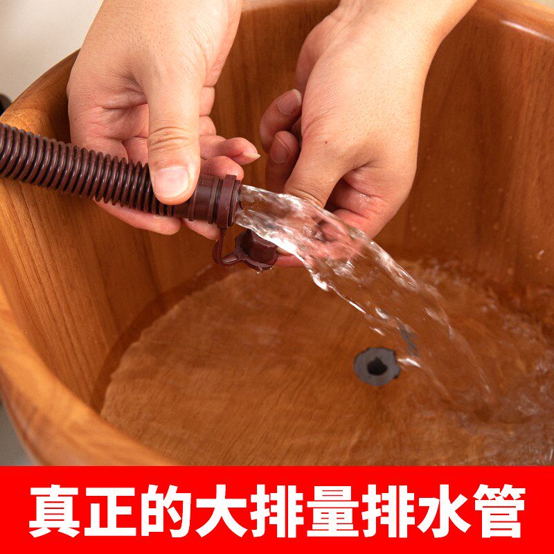 泡脚木桶家用过小腿木质洗脚桶浴足盆足浴桶带排水管带轮高深桶