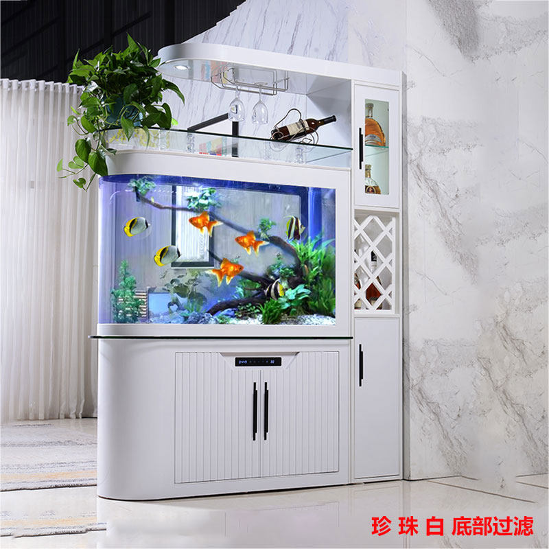 鱼缸客厅2023新款酒柜屏风隔断家用大型轻奢家用落地水族箱免换水