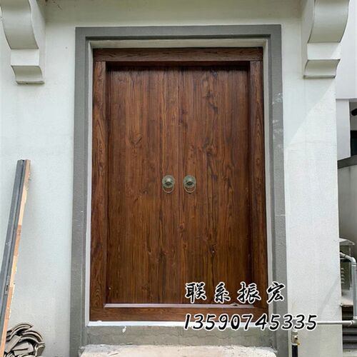 农村院子大门别墅双开实木入户门民宿庭院门防盗仿古木大门定做