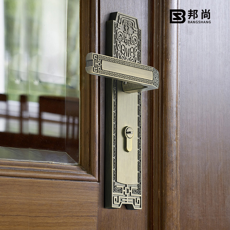 意大利邦尚门锁新中式室内卧室房门锁卫生间静音实木把手仿古锁具