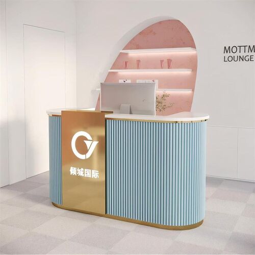 美容院收银台小型服装店收银台理发店前台美甲店吧台圆弧形接待台