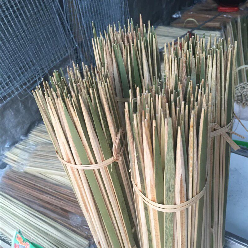 50cm长*1.5cm宽火盘大竹签 手工火盆扁竹签子 青皮烧烤钢签红柳枝