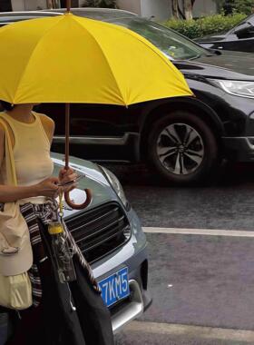 超级出片！黄色雨伞加大加厚加固高颜值拍照大暴雨长柄伞雨天专用