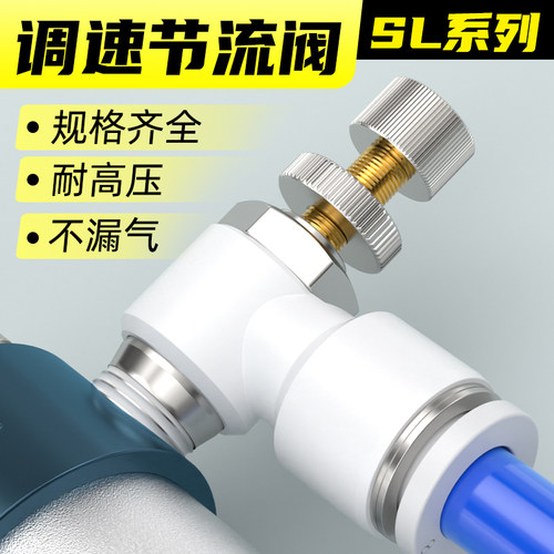 气管接头节流阀调节气缸节气调速阀气动汽管快速接头SL4/6/8/10mm