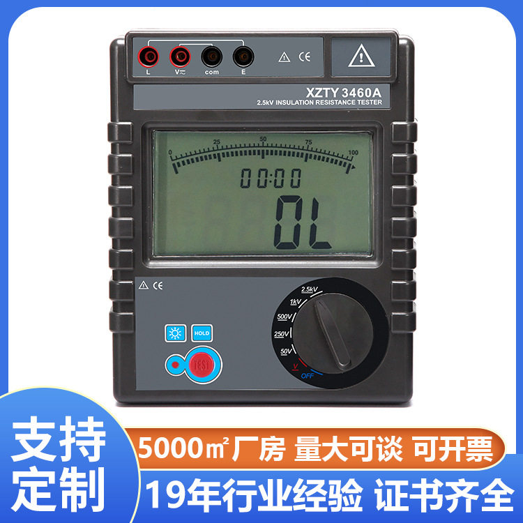 2500V数字绝缘兆欧表高压绝缘数字兆欧表绝缘电阻测试仪200GΩ图片