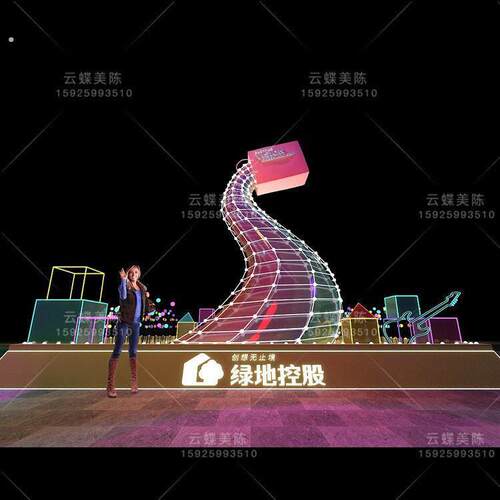 节日购物袋模型创意耶诞树主题美陈设计装饰品园风景区发光礼盒摆