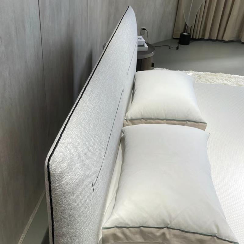 意式极简杰奎琳布艺床现代简约棉麻主卧双人床设计师小户型婚床