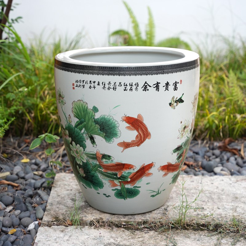 景德镇陶瓷缸金鱼盆睡莲碗莲阳台风水庭院大缸加高深缸水缸荷花盆