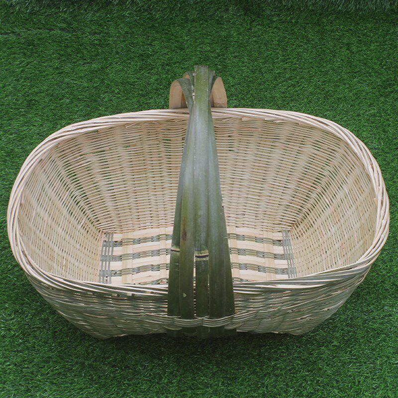 竹子编织竹制品大全竹箩筐竹编老式手工艺品手提大号摘菜篮鸡蛋篮