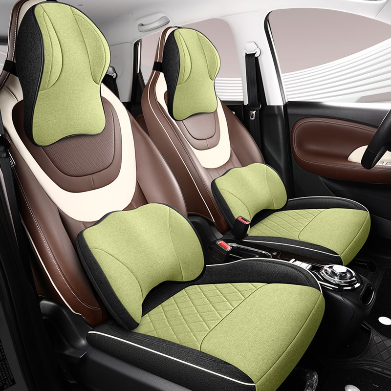 五菱缤果布艺汽车头枕记忆棉座椅颈椎护颈枕车载颈部脖子亚麻腰靠
