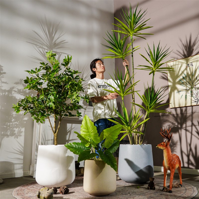 超大号加厚仿水泥盆室内客厅绿植植物花器大口径落地氧化镁泥花盆