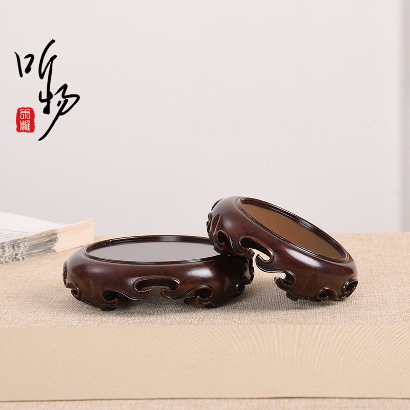 红木紫光檀红酸枝圆形香炉花瓶葫芦铜器摆件紫砂茶壶盆景整木底座