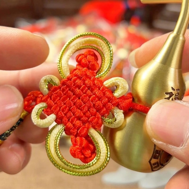 (老师推荐)黄铜葫芦对门五帝钱手工编制中国结挂饰挂件吉祥挂饰