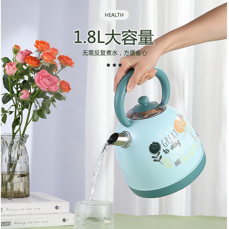 出口彩绘烤漆复古电热水壶电茶烧开水壶 304不锈钢家用电热水壶