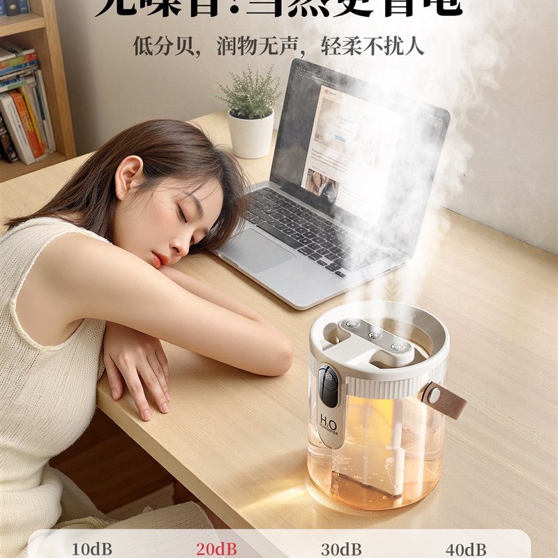 2025新款喷雾加湿器小型办公室桌面学生宿舍便携无线充电款不插电