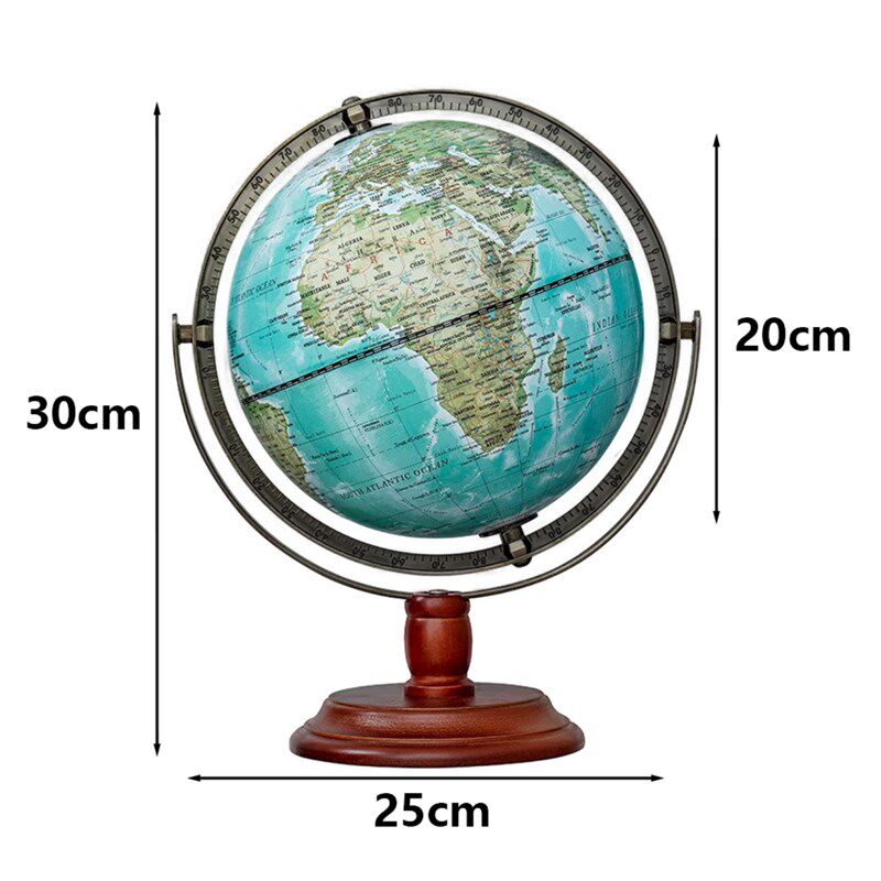 覆古地球仪EnglishGlobe英文外贸跨境出口高档轻奢高级感摆件实木
