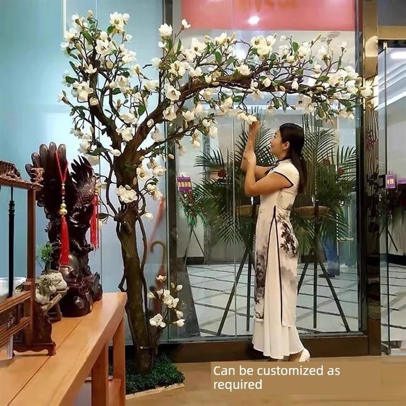 采购产品模拟木兰树,模拟植物,人造树,大型落地花窗装饰,地板到天