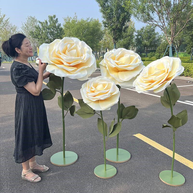 婚庆巨型立体玫瑰纸花艺婚礼大玫瑰道具美陈摆件网红橱窗布置装饰