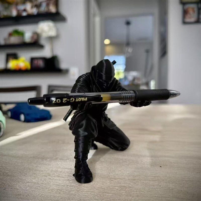 3d打印网红黑色忍者摆件笔架文具收纳笔筒个性创意桌搭装饰jy