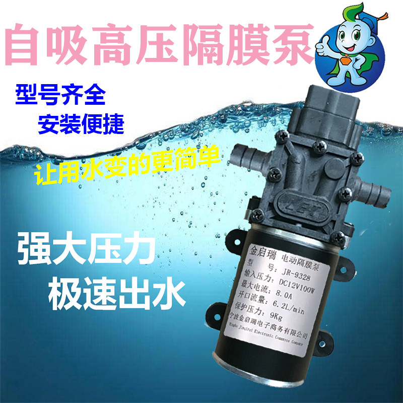 金启瑞12V100W自吸泵小型增压抽水高压水泵微型喷雾器直流洗车泵