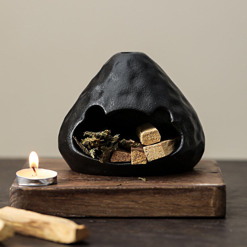 燃薰小壁炉香薰炉鼠尾草熏香炉净化香秘鲁圣木草仗陶瓷香盘托盘架