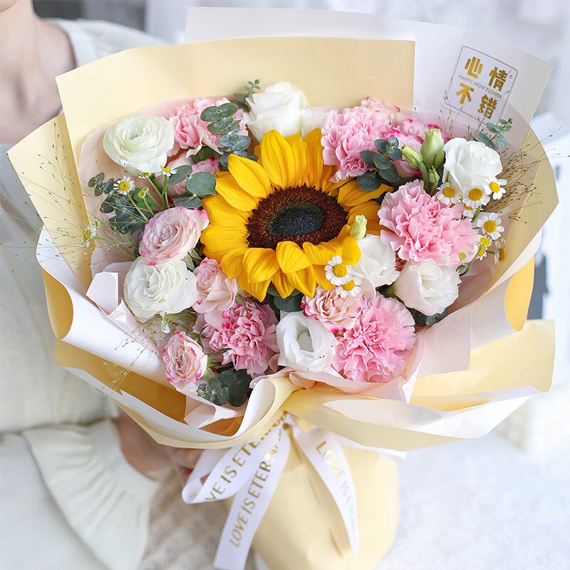 母亲节康乃馨百合鲜花束长辈妈妈生日探望病人广州深圳速递同城配