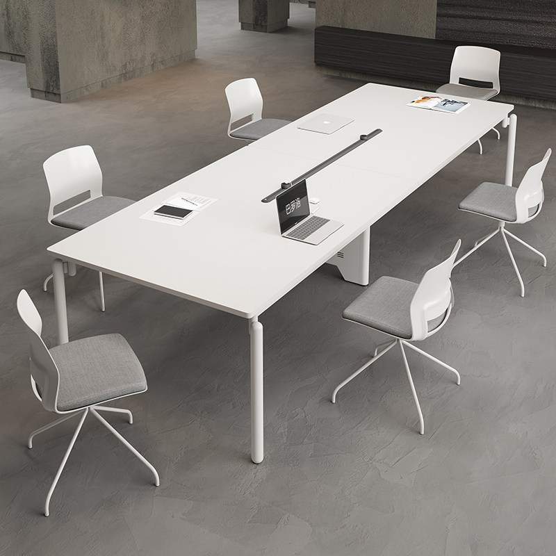 会议桌长桌简约现代会议室洽谈桌6-10人长方形工作台白色办公桌椅