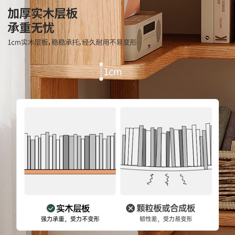 实木书架现代简约落地储物柜墙角客厅转角书柜收纳架子书桌隔断