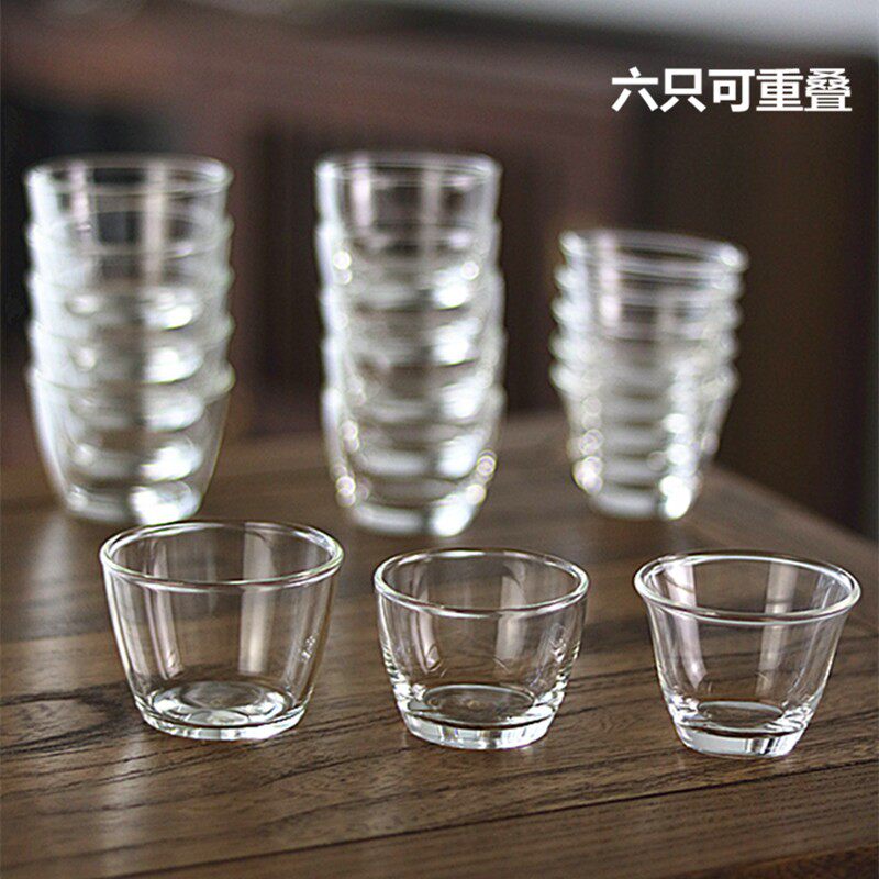六只套装品茗杯耐高温玻璃小茶杯子日式功夫小茶盅茶盏透明小茶碗