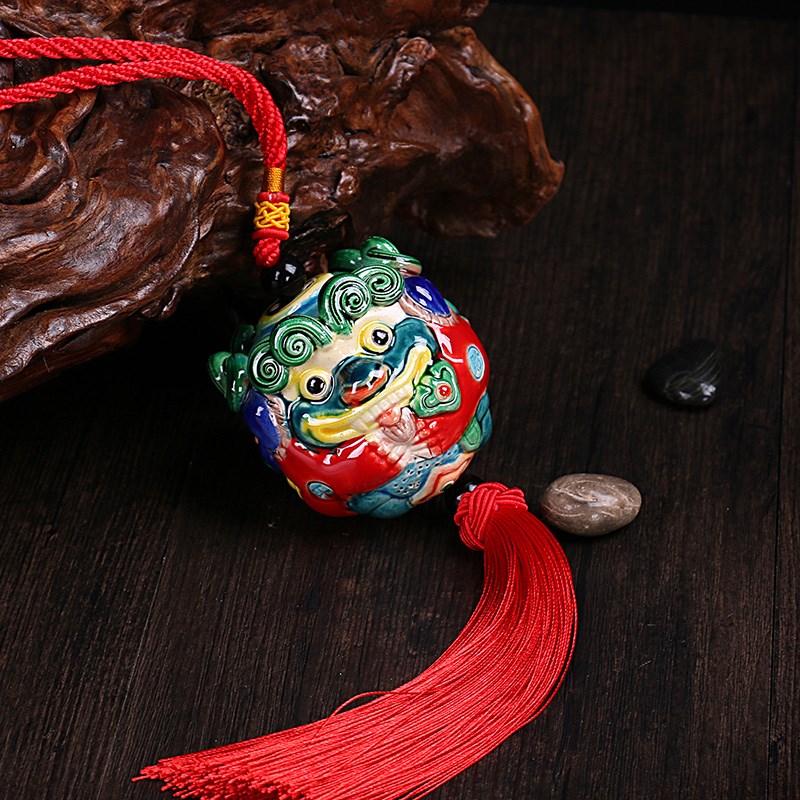 厦门交趾陶三面风狮爷汽车挂件祝福饰品平安风俗产品创意包邮