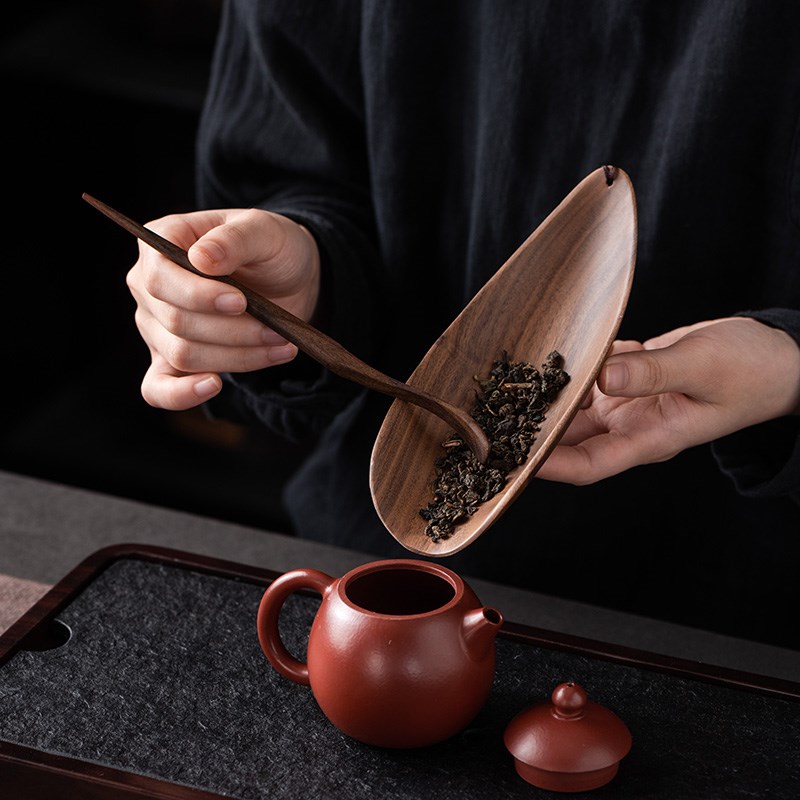 胡桃木茶则四件套茶夹茶勺茶荷实木分茶器取茶器茶具配件泡茶工具