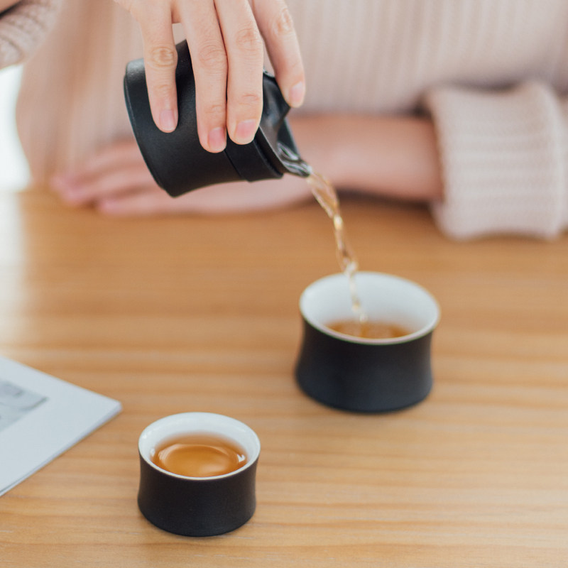 泊喜小巨蛋轻刻M1便携式旅行茶具套装快客杯一壶两杯户外泡茶