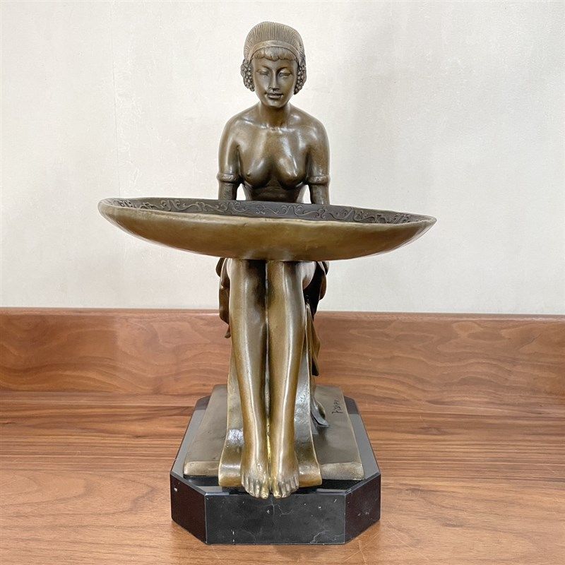 铜雕塑托盘女士果盘接待台铜像摆件鞋柜玄关展示酒柜钥匙名片收纳