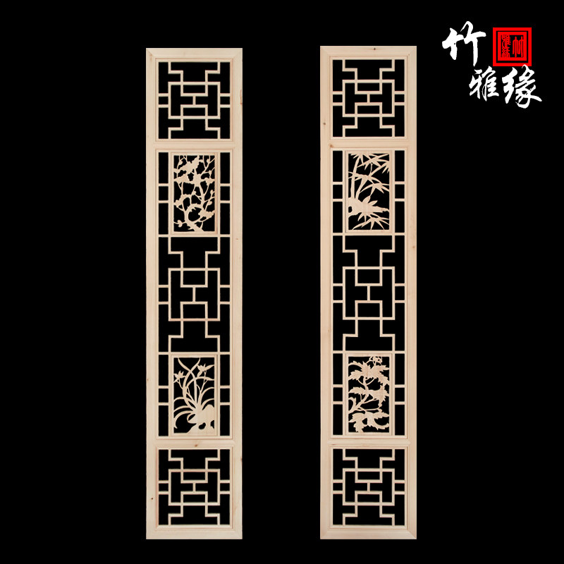 东阳木雕花格屏风实木隔断电视背景墙玄关仿古门窗中式悬吊式天花