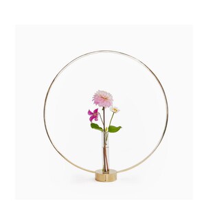 北欧桌面黄铜玻璃花瓶客厅居家植物水培插花器欧式纯铜蜡烛台