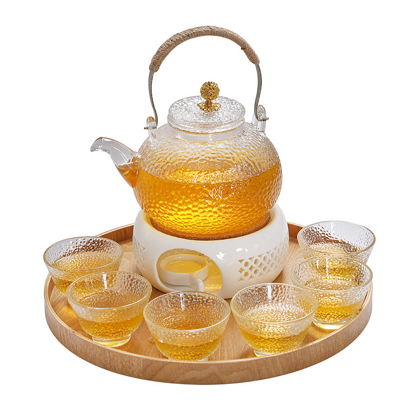 玻璃养生花茶壶蜡烛温茶炉下午茶茶具套装酒店甜点盘泡茶室煮茶器