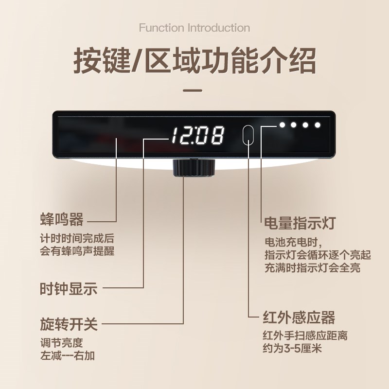先驰无线智能充电手扫橱柜灯 led厨房感应灯带无线自粘酒柜灯条