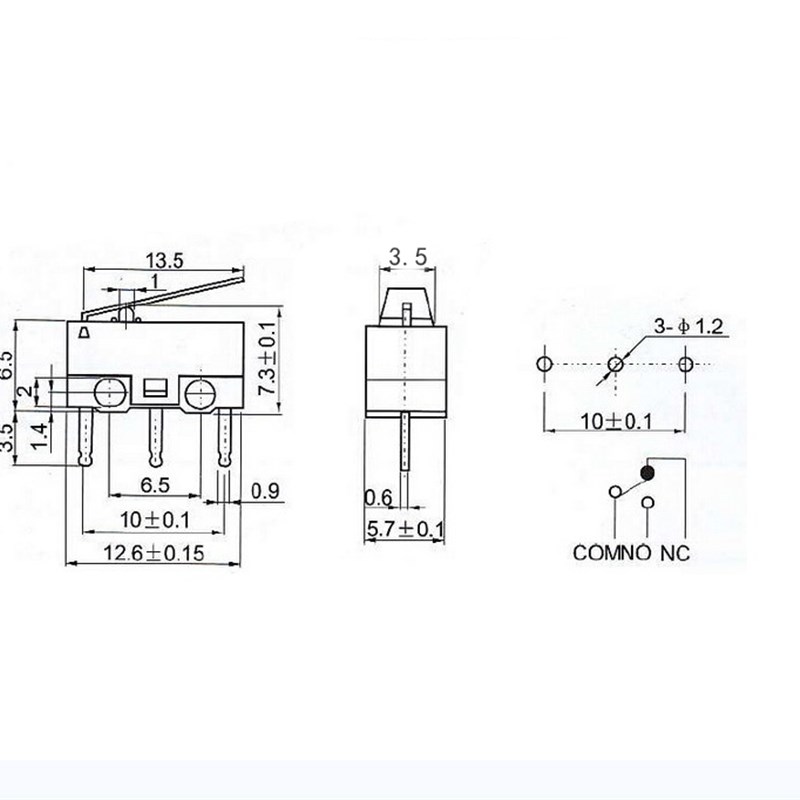 1000/包邮 带柄鼠标开关 三脚 1A125V AC长方形开关 小型微动开关