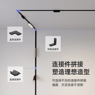 初识照明 超薄明装磁吸轨道灯配件 家用客厅白色无主灯极窄灯具
