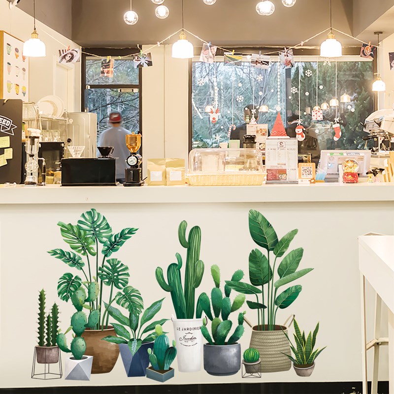 墙纸自粘奶茶咖啡店甜品店餐饮小吃店收银台柜台墙面装饰贴纸墙贴