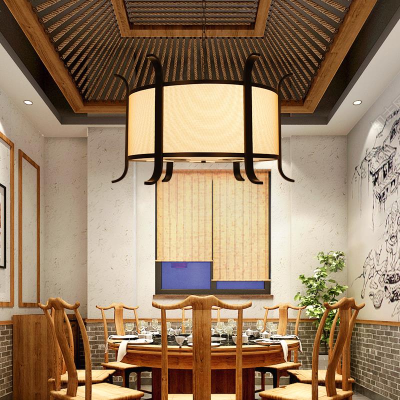 饭店餐厅包间吊灯带射灯酒店酒楼餐饮火锅店宴会厅圆桌包厢灯具