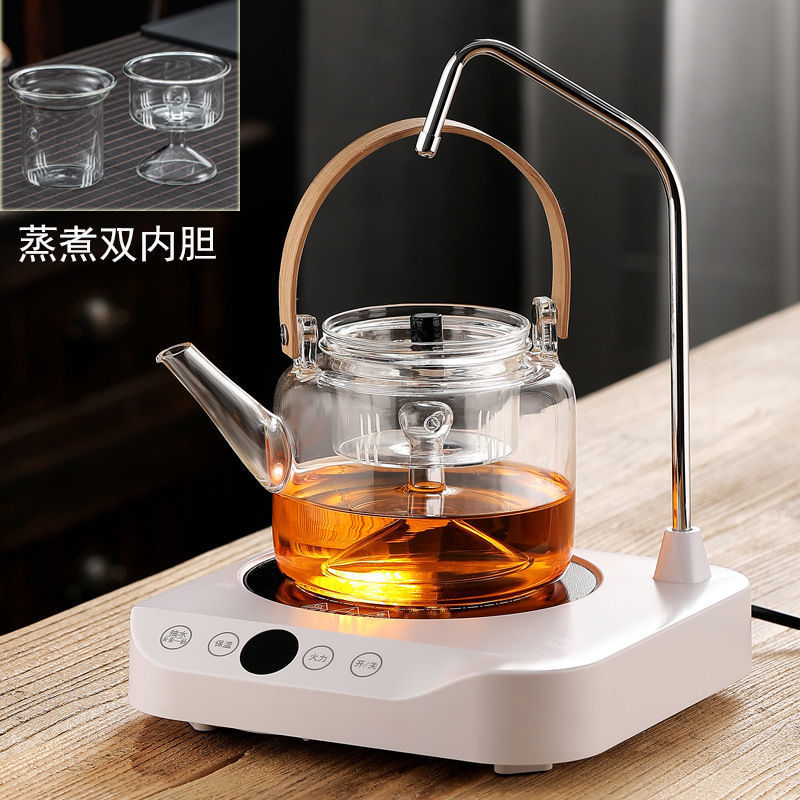 自动上水煮茶器套装玻璃煮茶壶办公室煮蒸茶器烧水壶家用电陶炉