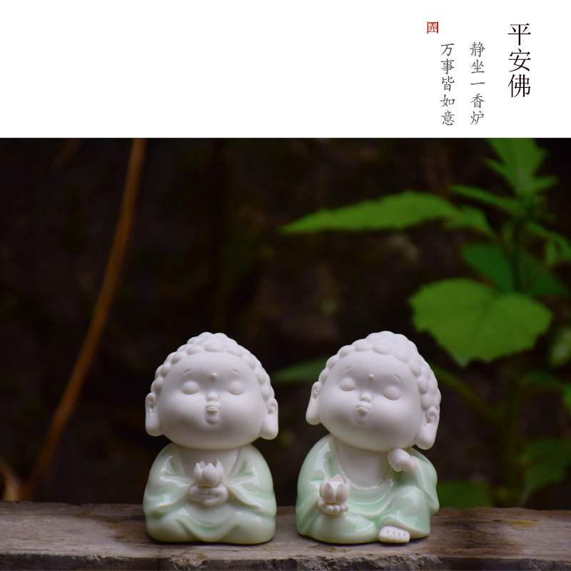 白瓷观音佛像摆件家居供奉平安车载饰品个性禅意南海小如来佛茶宠
