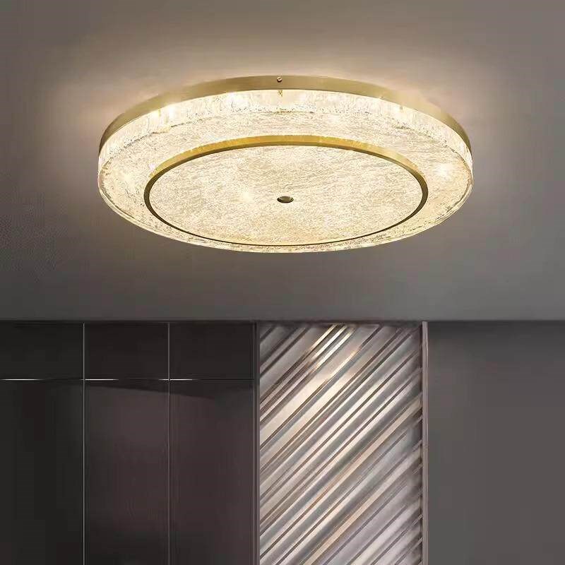 全铜卧室主灯后现代吸顶灯轻奢简约客厅餐厅水晶树脂圆形灯具